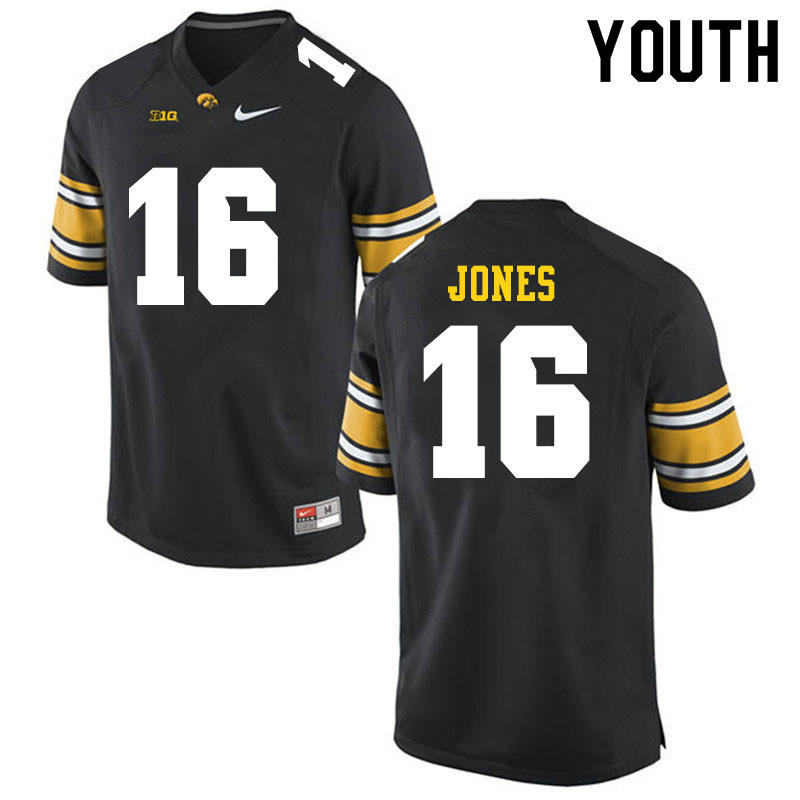 Youth #16 Charlie Jones Iowa Hawkeyes College Football Jerseys Sale-Black